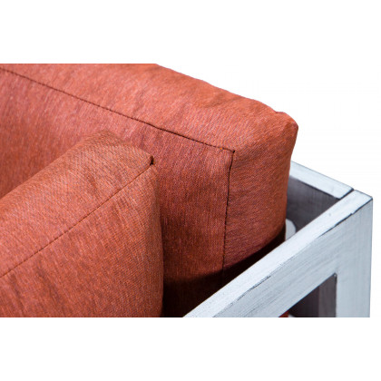 LeisureMod Chelsea 6-Piece Patio Sectional In Weathered Gray Aluminum with Cushions - Orange