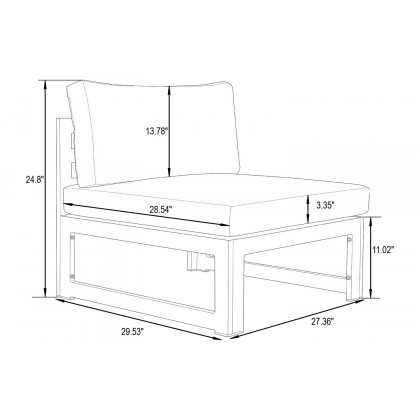 LeisureMod Chelsea 6-Piece Patio Sectional In Weathered Gray Aluminum with Cushions - Orange