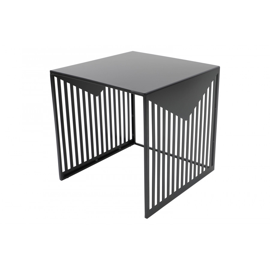 LeisureMod Cisco Modern Square Steel Side Table With Powder Coated Finish - Black