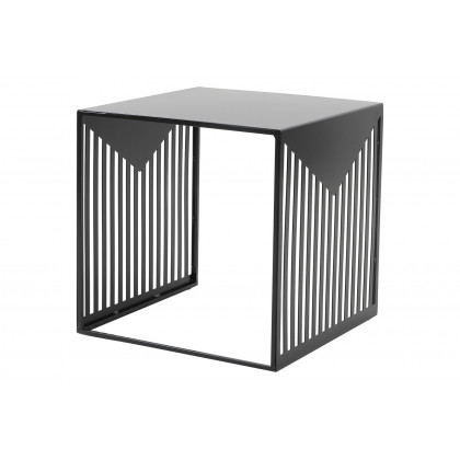 LeisureMod Cisco Modern Square Steel Side Table With Powder Coated Finish - Black
