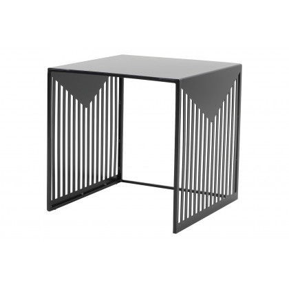 LeisureMod Cisco Modern Square Steel Side Table With Powder Coated Finish - Black