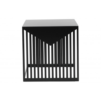 LeisureMod Cisco Modern Square Steel Side Table With Powder Coated Finish - Black