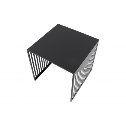 LeisureMod Cisco Modern Square Steel Side Table With Powder Coated Finish - Black