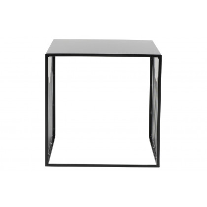 LeisureMod Cisco Modern Square Steel Side Table With Powder Coated Finish - Black