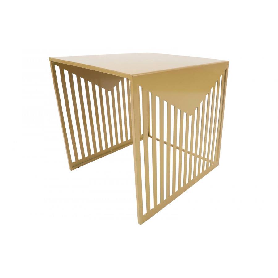 LeisureMod Cisco Modern Square Steel Side Table With Powder Coated Finish - Gold