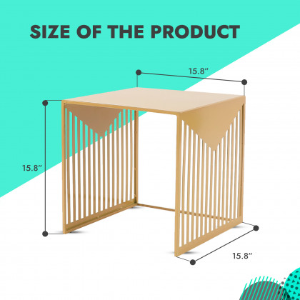LeisureMod Cisco Modern Square Steel Side Table With Powder Coated Finish - Gold