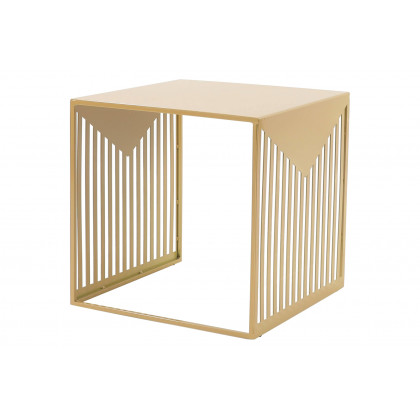 LeisureMod Cisco Modern Square Steel Side Table With Powder Coated Finish - Gold