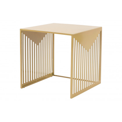 LeisureMod Cisco Modern Square Steel Side Table With Powder Coated Finish - Gold