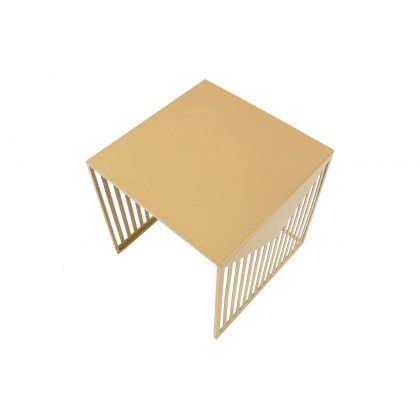 LeisureMod Cisco Modern Square Steel Side Table With Powder Coated Finish - Gold