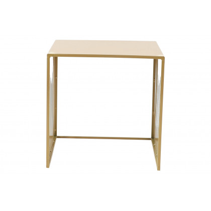 LeisureMod Cisco Modern Square Steel Side Table With Powder Coated Finish - Gold
