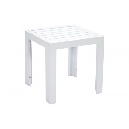 LeisureMod Chelsea Modern Aluminum Patio Side Table - White