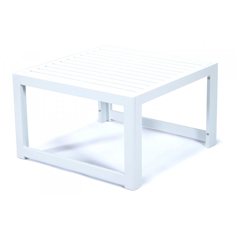 LeisureMod Chelsea Aluminum Patio Coffee Table - White