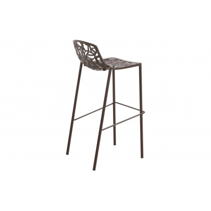 LeisureMod Devon Modern Aluminum Outdoor Bar Stool with Powder Coated Frame and Footrest - Brown