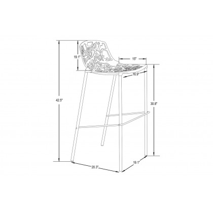 LeisureMod Devon Modern Aluminum Outdoor Bar Stool with Powder Coated Frame and Footrest - Brown