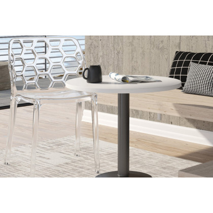 LeisureMod Dynamic Modern Honeycomb Design Dining Side Chair - Clear