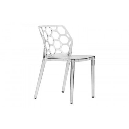 LeisureMod Dynamic Modern Honeycomb Design Dining Side Chair - Clear
