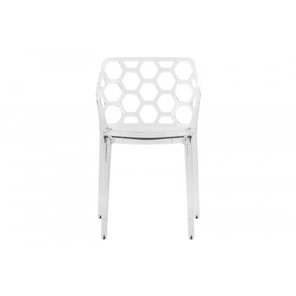 LeisureMod Dynamic Modern Honeycomb Design Dining Side Chair - Clear