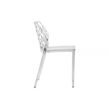 LeisureMod Dynamic Modern Honeycomb Design Dining Side Chair - Clear