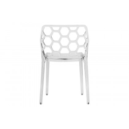 LeisureMod Dynamic Modern Honeycomb Design Dining Side Chair - Clear