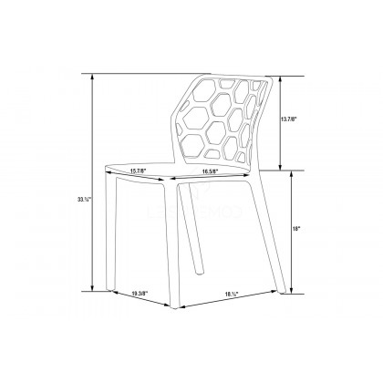 LeisureMod Dynamic Modern Honeycomb Design Dining Side Chair - Transparent/Orange