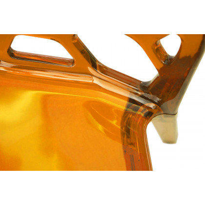 LeisureMod Dynamic Modern Honeycomb Design Dining Side Chair - Transparent/Orange