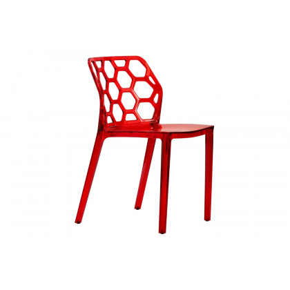 LeisureMod Dynamic Modern Honeycomb Design Dining Side Chair - Red