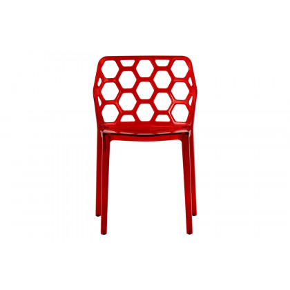LeisureMod Dynamic Modern Honeycomb Design Dining Side Chair - Red