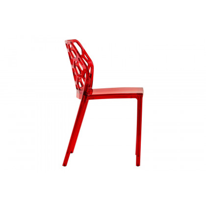 LeisureMod Dynamic Modern Honeycomb Design Dining Side Chair - Red