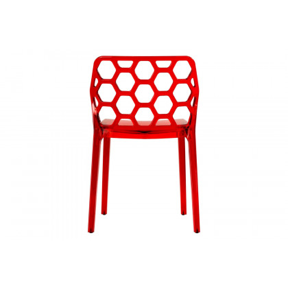 LeisureMod Dynamic Modern Honeycomb Design Dining Side Chair - Red