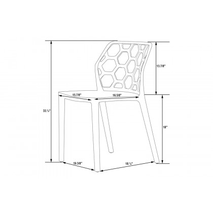 LeisureMod Dynamic Modern Honeycomb Design Dining Side Chair - Red