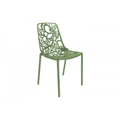 LeisureMod - Devon Modern Flower Design Outdoor Aluminum Dining Chair
