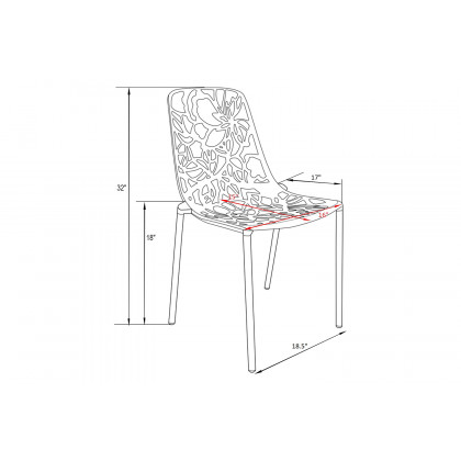 LeisureMod Devon Modern Flower Design Outdoor Aluminum Dining Chair - Purple