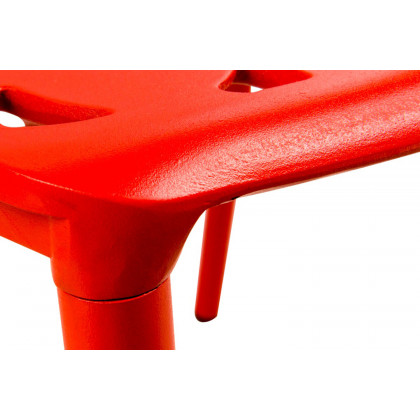 LeisureMod Devon Modern Flower Design Outdoor Aluminum Dining Chair - Red