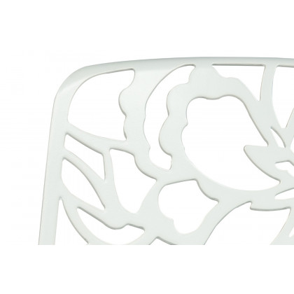 LeisureMod Devon Modern Flower Design Outdoor Aluminum Dining Chair - White