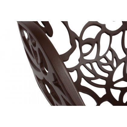 LeisureMod Devon Modern Flower Design Outdoor Aluminum Dining Armchair - Brown