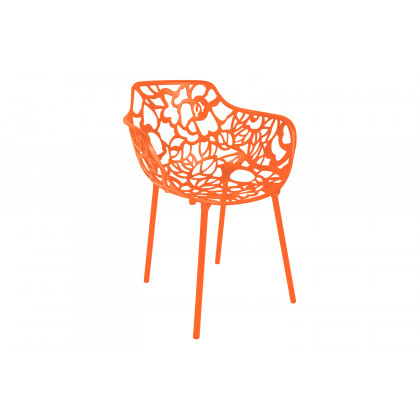 LeisureMod - Devon Modern Flower Design Outdoor Aluminum Dining Armchair
