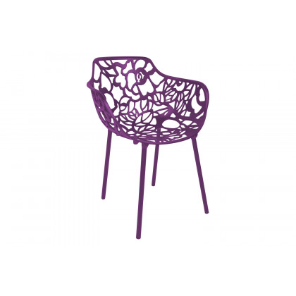 LeisureMod - Devon Modern Flower Design Outdoor Aluminum Dining Armchair