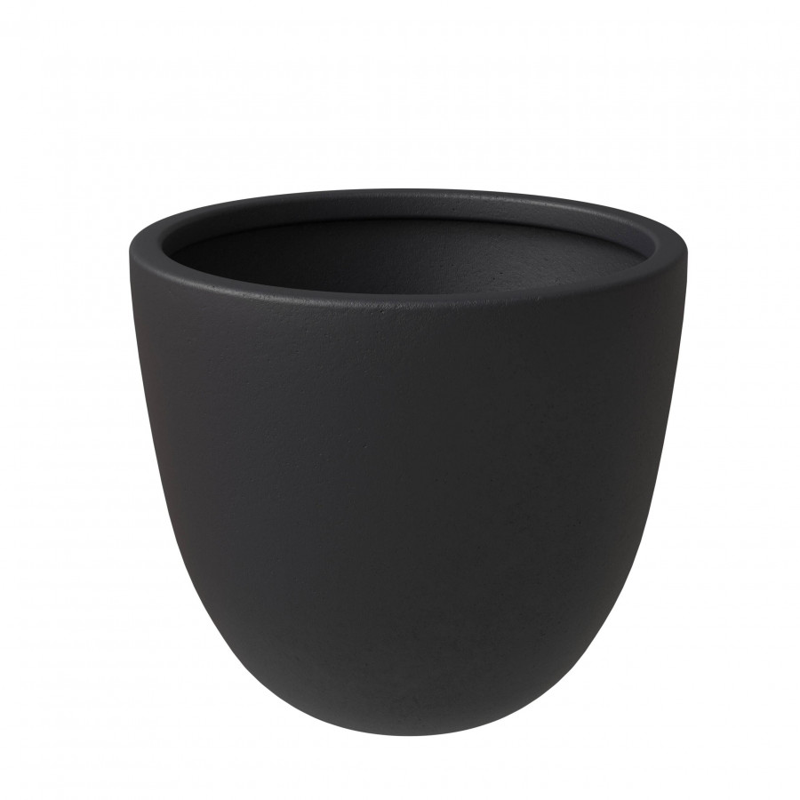 LeisureMod Dahlia Modern 16" Fiberstone and MgO Clay Planter Pot - Black