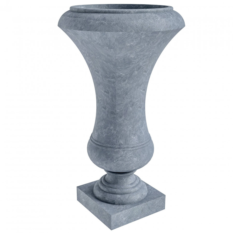 LeisureMod Daisy Fiberstone and Clay Urn Planter with Drainage Holes - Aged Concrete