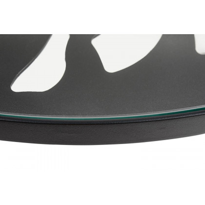 LeisureMod Devon Tree Design Glass Top Aluminum Base Indoor Outdoor Bistro Dining Table - Black