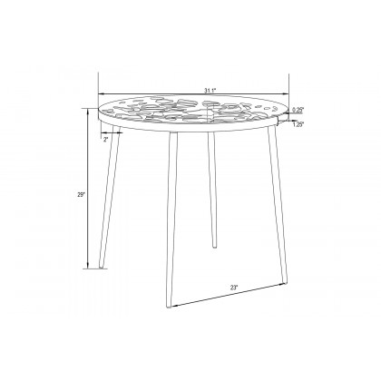 LeisureMod Devon Tree Design Glass Top Aluminum Base Indoor Outdoor Bistro Dining Table - Brown