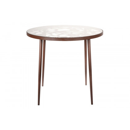 LeisureMod - Devon Tree Design Glass Top Aluminum Base Indoor Outdoor Bistro Dining Table