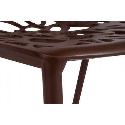 LeisureMod Devon Modern 7-Piece Aluminum Outdoor Dining Set with Dining Table and 6 Stackable Flower Design Chairs - Brown