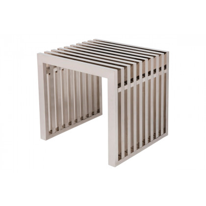 LeisureMod Eldert Gridiron Modern Stainless Steel Bench - Polished 19