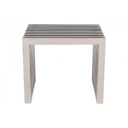 LeisureMod Eldert Gridiron Modern Stainless Steel Bench - Polished 19