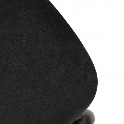 LeisureMod Ervilla Mid-Century Modern Wicker Bar Stool with Fabric Seat and Black Powder Coated Steel Frame - Black