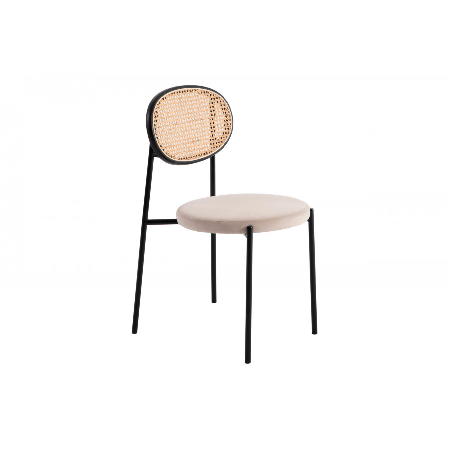 LeisureMod - Euston Modern Wicker Dining Chair With Velvet Round Seat