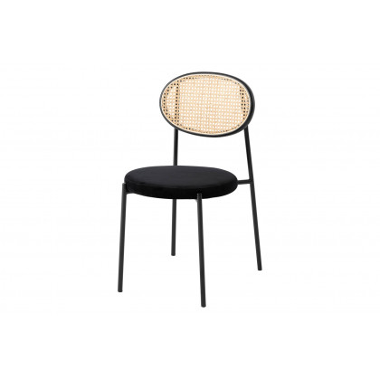 LeisureMod - Euston Modern Wicker Dining Chair With Velvet Round Seat