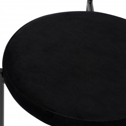 LeisureMod Euston Modern Wicker Dining Chair With Velvet Round Seat - Black