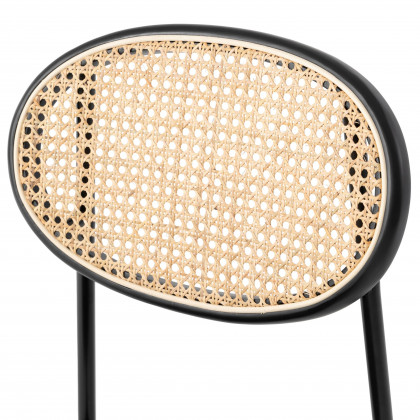 LeisureMod Euston Modern Wicker Dining Chair With Velvet Round Seat - Black